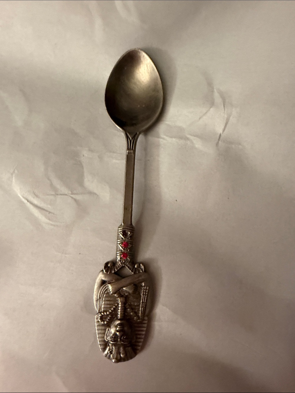 Source Unknown Silver-tone Souvenir Spoon with Red Enamel